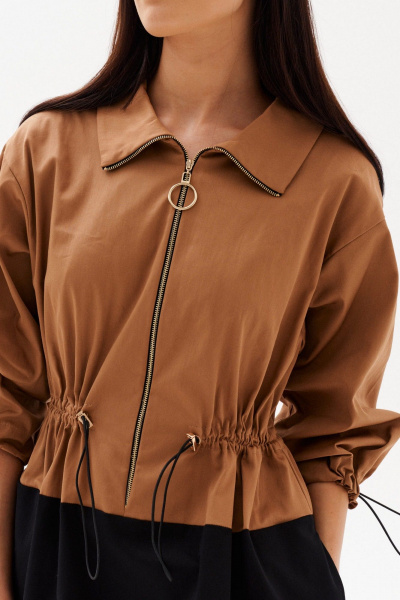 Платье демисезонное длиной за колено с кулисой у линии талии Morozov Amavie 1.2037_A1_Sintia бежевый_с_черным - фото 6