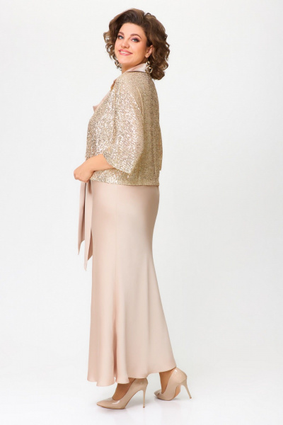 Круглогодичный комплект платье и жакет из текстиля с пайетками Svetlana-Style 2033 золото - фото 2