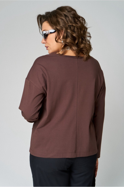 Демисезонный коричневый джемпер с необработанной горловиной Bliss 8069 коричневый - фото 2