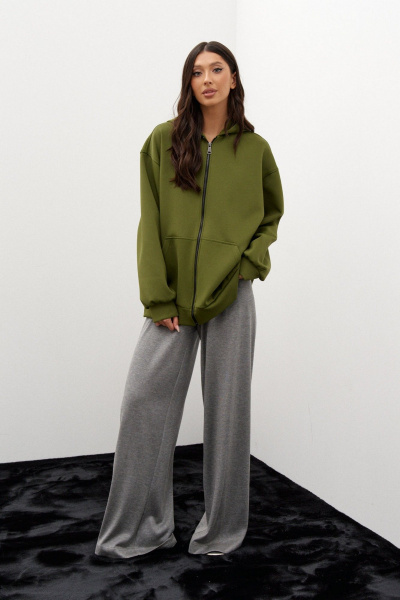 Трикотажная толстовка с капюшоном и накладными карманами ANNETE A997 - фото 1