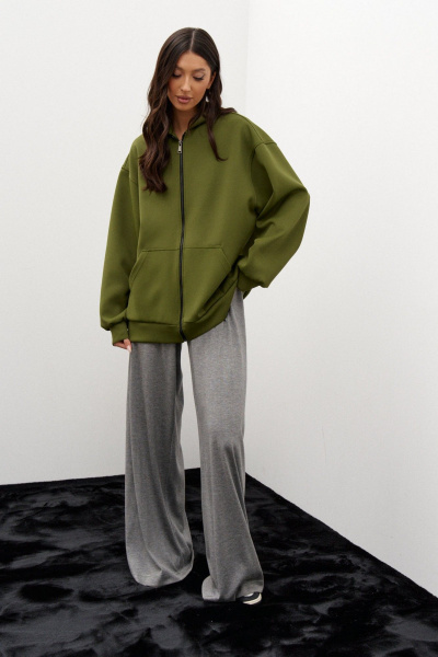 Трикотажная толстовка с капюшоном и накладными карманами ANNETE A997 - фото 3