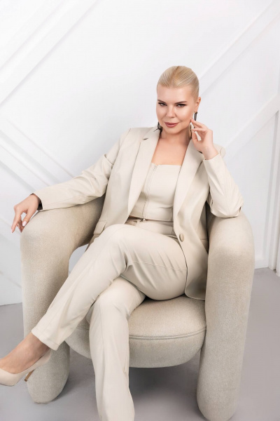 Бежевый кожаный топ с застежкой на тесьму ASV 2750 бежевый - фото 3