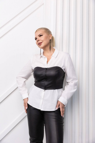 Черный кожаный топ с застежкой на тесьму ASV 2750 черный - фото 1