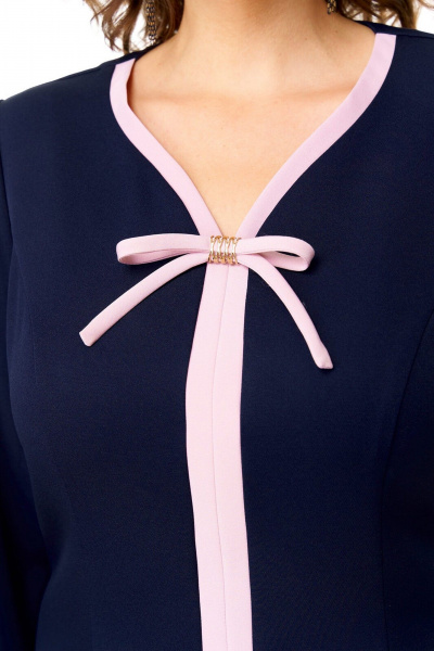 Платье из текстиля с рукавом 3/4 и контрастными деталями VI ORO VR-1146 сине-розовый - фото 6