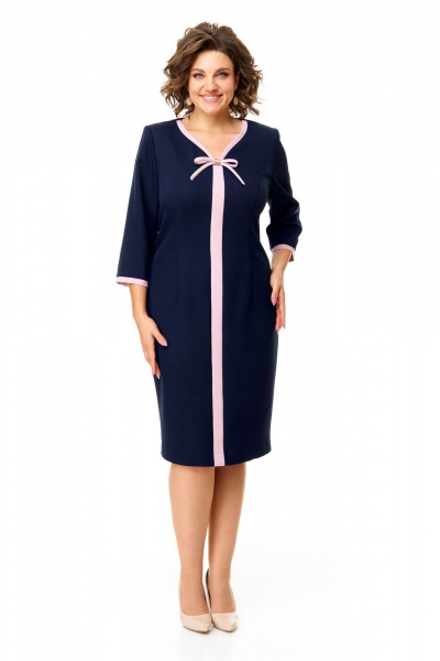 Платье из текстиля с рукавом 3/4 и контрастными деталями VI ORO VR-1146 сине-розовый - фото 1