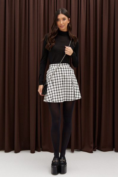 Юбка трапеция с принтом и карманами из текстиля ANNETE A1335 - фото 1