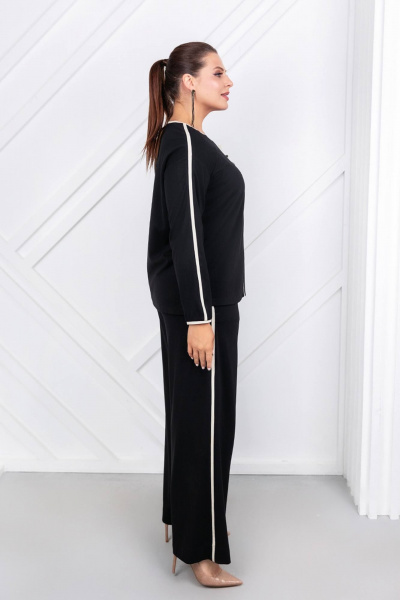 Брюки из трикотажа с эко кожей и карманами на шлёвках ASV 2754 черно-бежевый - фото 6