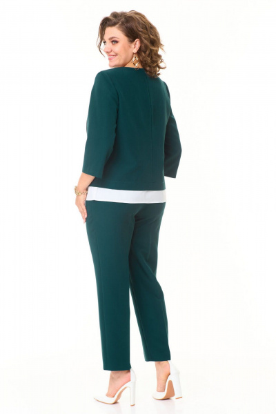Комплект из блузона, брюк и топа с оригинальной отделкой VI ORO VR-1148 изумрудный - фото 4