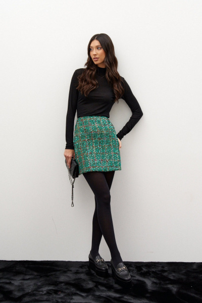 Юбка мини из твида с пайетками и классическим силуэтом ANNETE A1338 - фото 4