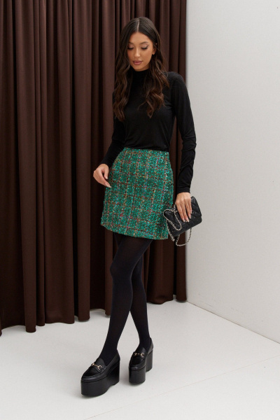Юбка мини из твида с пайетками и классическим силуэтом ANNETE A1338 - фото 3