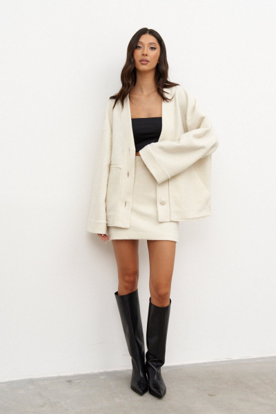 Юбка прямого кроя из ворсистого текстиля с подкладом ANNETE A1344 - фото 4