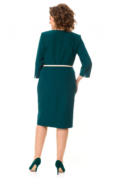 Платье полуприлегающего силуэта с полурельефами и поясом VI ORO VR-1149 изумрудный - фото 7