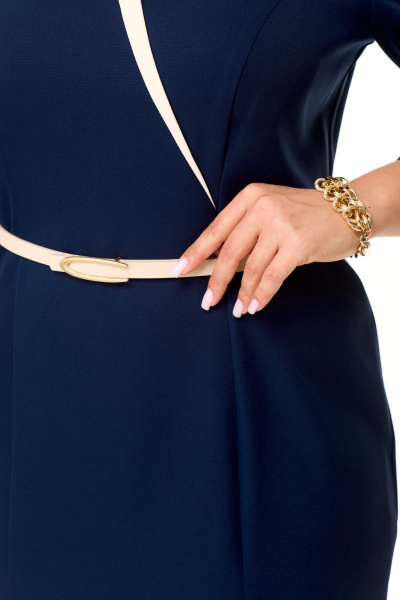 Платье с кокетками и кулисой на линию талии из текстиля VI ORO VR-1149 королевский_синий - фото 9