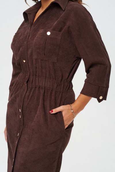Платье зауженное из вельвета с рукавом летучая мышь VI ORO VR-1153 горький_шоколад - фото 13