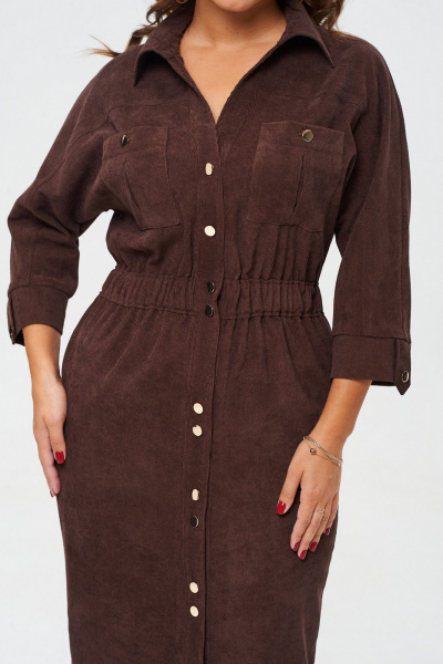 Платье зауженное из вельвета с рукавом летучая мышь VI ORO VR-1153 горький_шоколад - фото 12