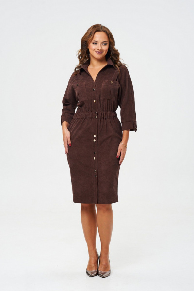 Платье зауженное из вельвета с рукавом летучая мышь VI ORO VR-1153 горький_шоколад - фото 3