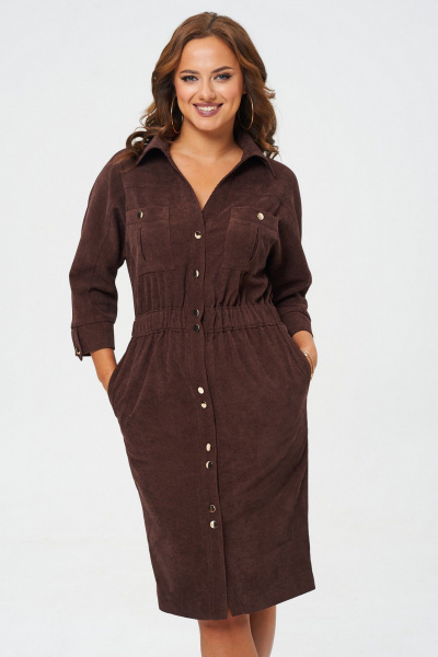 Платье зауженное из вельвета с рукавом летучая мышь VI ORO VR-1153 горький_шоколад - фото 7