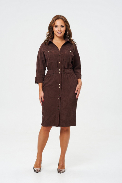 Платье зауженное из вельвета с рукавом летучая мышь VI ORO VR-1153 горький_шоколад - фото 1