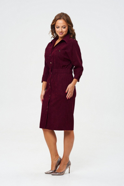 Платье зауженного силуэта из вельвета с рукавом летучая мышь VI ORO VR-1153 марсала - фото 6