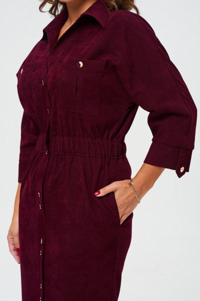 Платье зауженного силуэта из вельвета с рукавом летучая мышь VI ORO VR-1153 марсала - фото 11