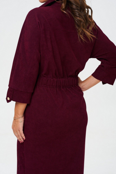 Платье зауженного силуэта из вельвета с рукавом летучая мышь VI ORO VR-1153 марсала - фото 12