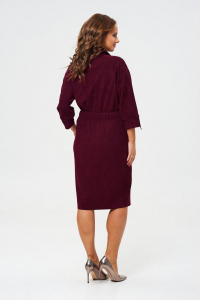 Платье зауженного силуэта из вельвета с рукавом летучая мышь VI ORO VR-1153 марсала - фото 8