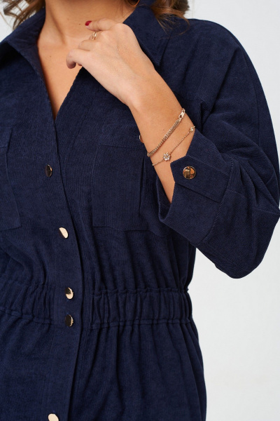 Платье полуприлегающего силуэта со сборками и кулисой из вельвета VI ORO VR-1153 королевский_синий - фото 8