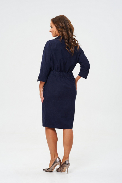 Платье полуприлегающего силуэта со сборками и кулисой из вельвета VI ORO VR-1153 королевский_синий - фото 4