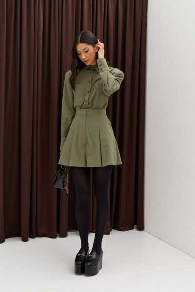 Юбка трапеция из текстиля с карманами и складками ANNETE A1350 - фото 6