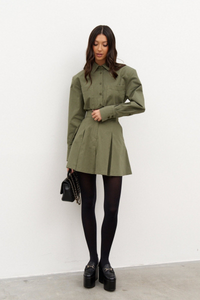 Юбка трапеция из текстиля с карманами и складками ANNETE A1350 - фото 5