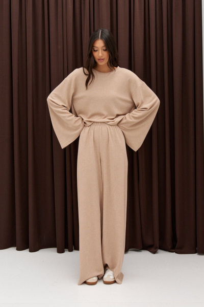 Брюки прямого кроя из трикотажа с резинкой пояс ANNETE A1353 - фото 2