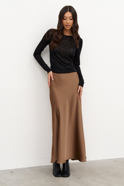 Юбка полуприлегающая из струящегося текстиля с поясом ANNETE A1357 - фото 1