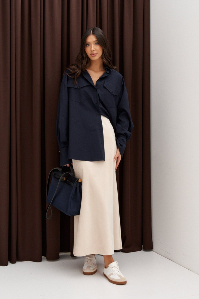 Юбка миди из искусственной замши с косым кройом ANNETE A1367 - фото 3