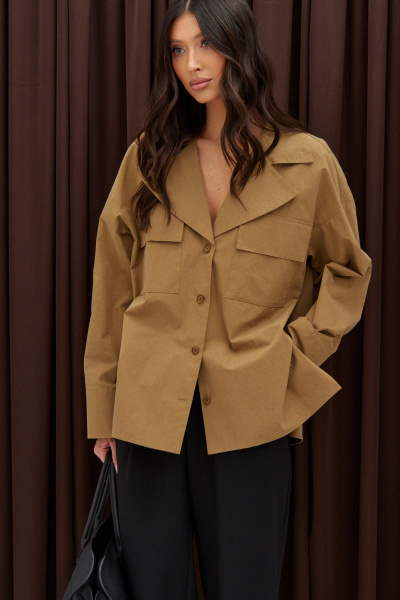 Рубашка свободного кройя из хлопка с карманами ANNETE A2001 - фото 8