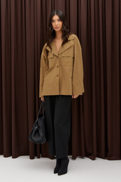 Рубашка свободного кройя из хлопка с карманами ANNETE A2001 - фото 4