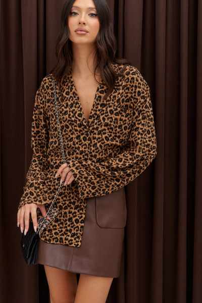 Рубашка свободного кроя из струящегося принтованного полотна ANNETE A2009 - фото 5