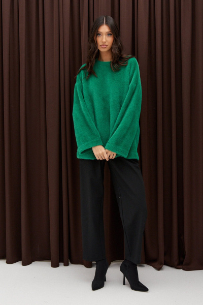 Джемпер свободного кроя с овальным воротником из мягкой ткани ANNETE A2025 - фото 3