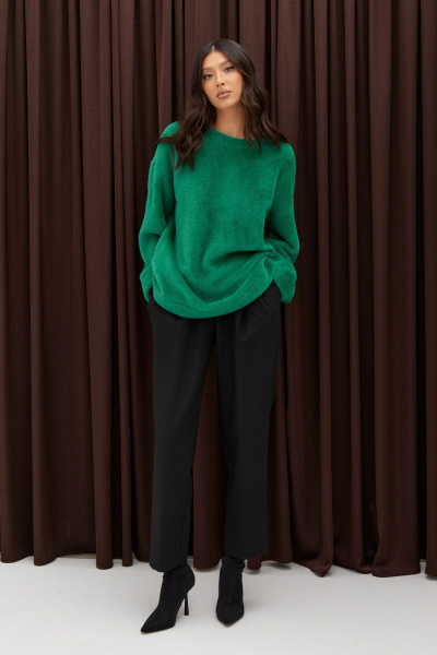 Джемпер свободного кроя с овальным воротником из мягкой ткани ANNETE A2025 - фото 2