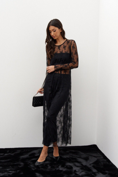 Нарядное платье в сеточку с вышитыми цветами ANNETE A3591 - фото 3