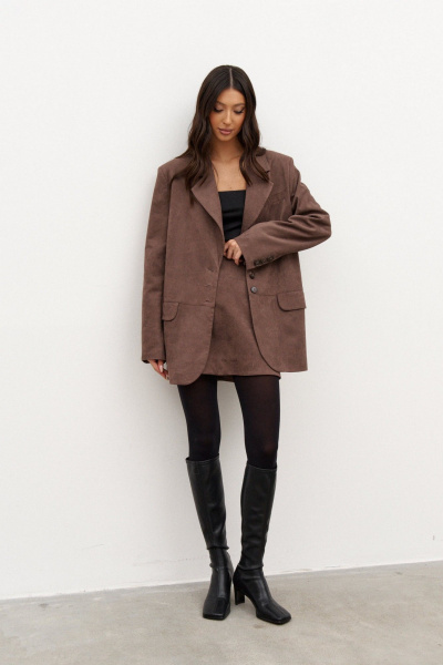 Классический жакет из искусственной замши с лацканом ANNETE A5326/1 - фото 5