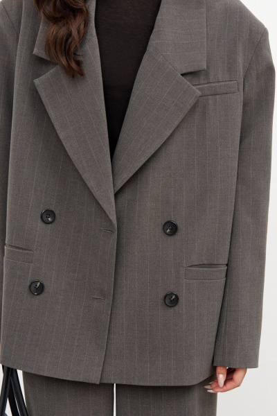 Жакет двубортный в полоску деловой стиль из текстиля ANNETE A5361 - фото 3