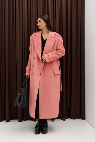 Кардиган двубортный из пальтовой ткани с поясом ANNETE A5363 - фото 8