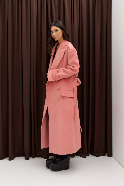 Кардиган двубортный из пальтовой ткани с поясом ANNETE A5363 - фото 7