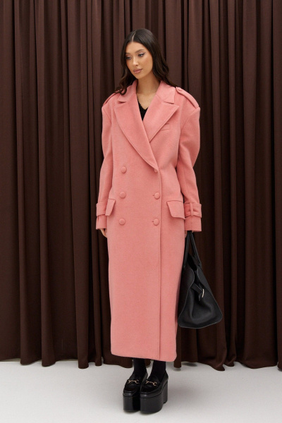 Кардиган двубортный из пальтовой ткани с поясом ANNETE A5363 - фото 5