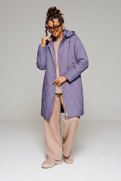 Пальто стёганое демисезонное на каждый день фиолетовое Beautiful&Free 6231 фиолет - фото 10