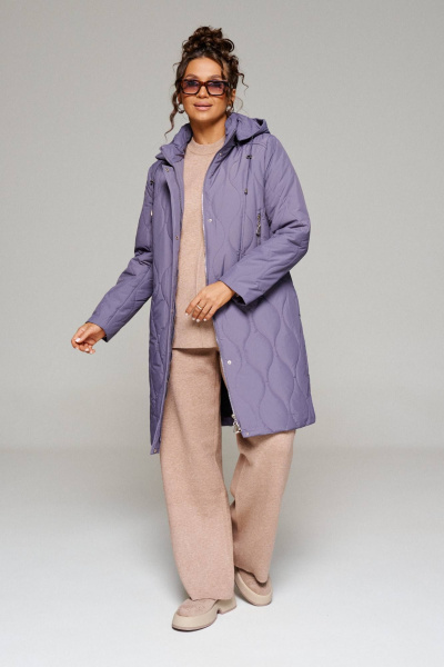 Пальто стёганое демисезонное на каждый день фиолетовое Beautiful&Free 6231 фиолет - фото 9