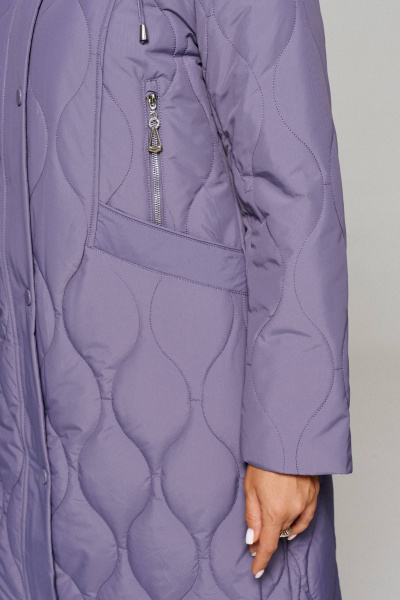 Пальто стёганое демисезонное на каждый день фиолетовое Beautiful&Free 6231 фиолет - фото 7