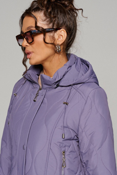Пальто стёганое демисезонное на каждый день фиолетовое Beautiful&Free 6231 фиолет - фото 6