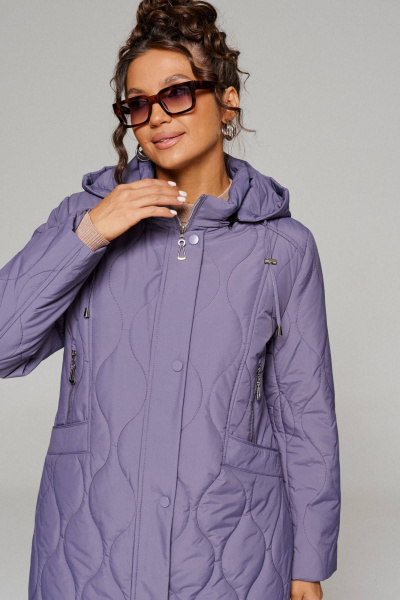 Пальто стёганое демисезонное на каждый день фиолетовое Beautiful&Free 6231 фиолет - фото 4