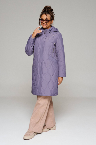 Пальто стёганое демисезонное на каждый день фиолетовое Beautiful&Free 6231 фиолет - фото 2